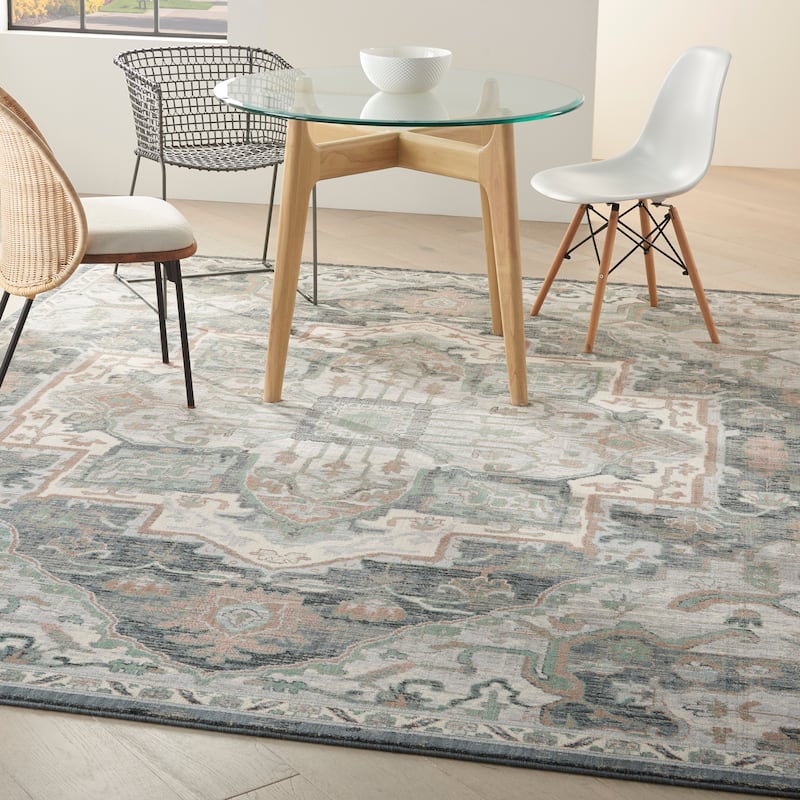 Nourison Parisa Traditional Persian Medallion Bordered Area Rug