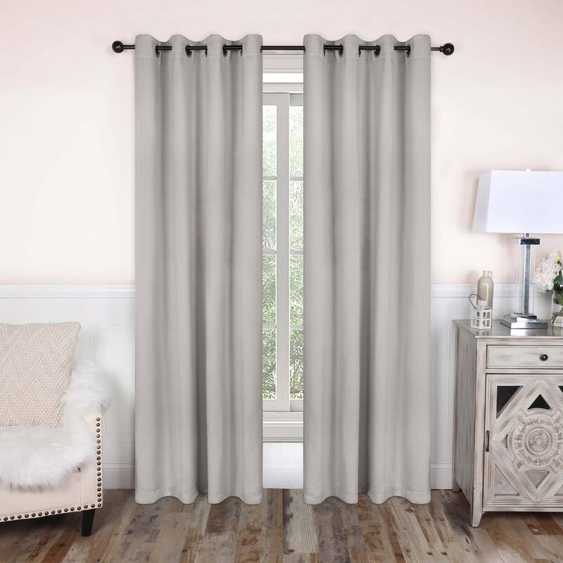 Superior Solid Machine Washable Room Darkening Grommet Curtains, Set of 2