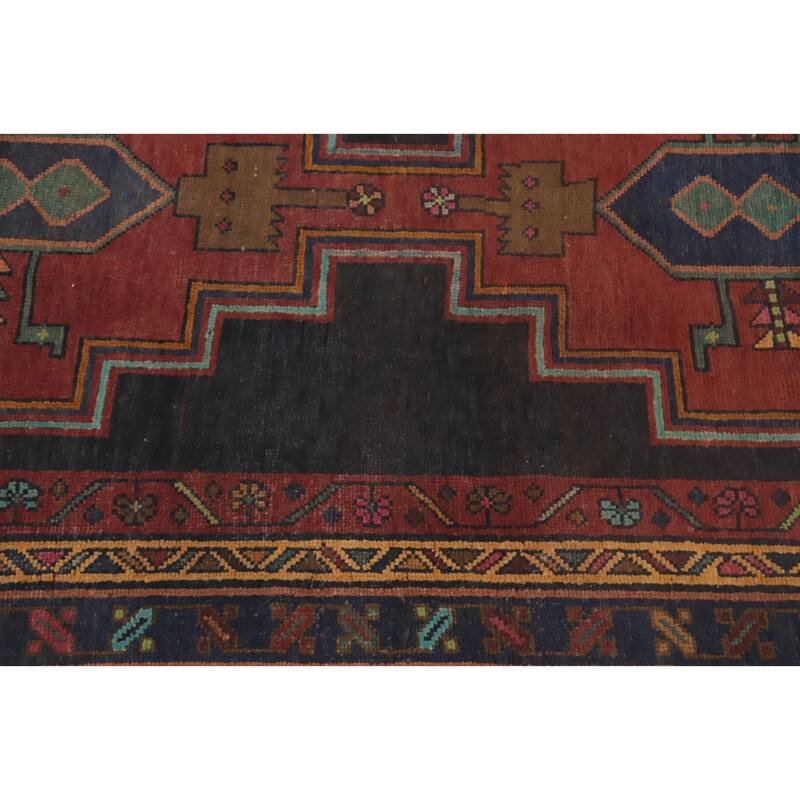 Hand Knotted Oriental 100% Wool Carpet Traditional Tribal Oranges & Rust Ardebil Runner Rug - 12' 8'' X 3' 8''