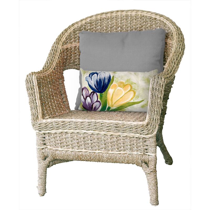 Liora Manne Visions III Tulips Indoor/Outdoor Pillow Cool 12"X20"