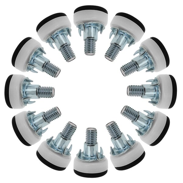M10 x 25 x 30mm Screw on Furniture Glide Leveling Feet Floor Protector Adjustable Leveler with T-nuts for Table Leg 12pcs