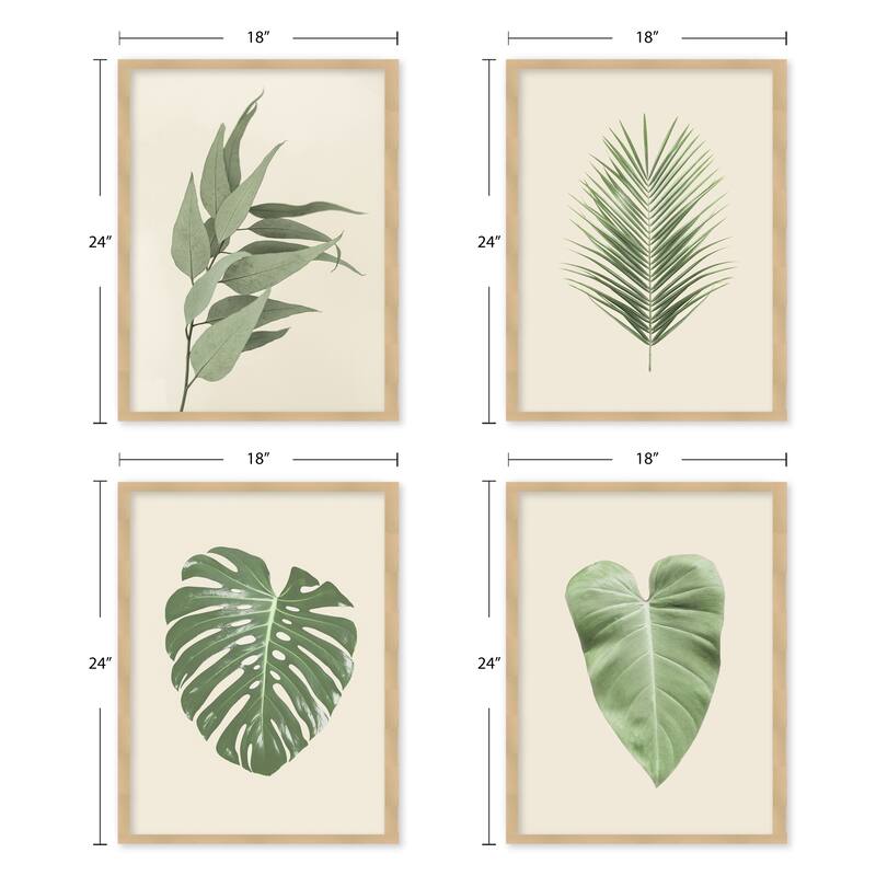 "Lush Paradiso" Set of Four Framed Textured Wall Art - Multi-Color