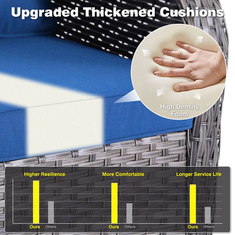 OVIOS 7-piece Patio Swivel Chair Set with 42" Fire Table