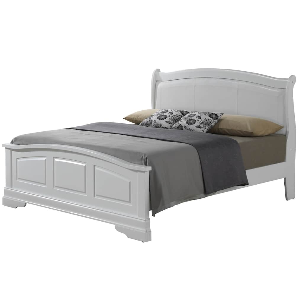 Upholstered Faux Leather King Panel Bed - 89" - White