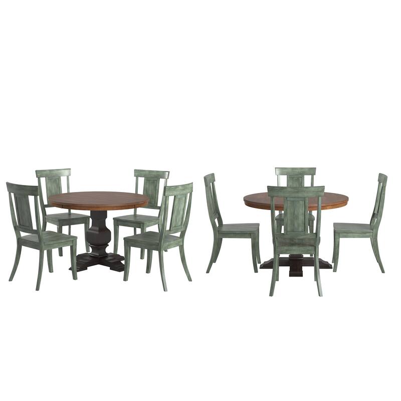 Ronda 45" Round Solid Wood Top Dining Set with Panel Back Chairs