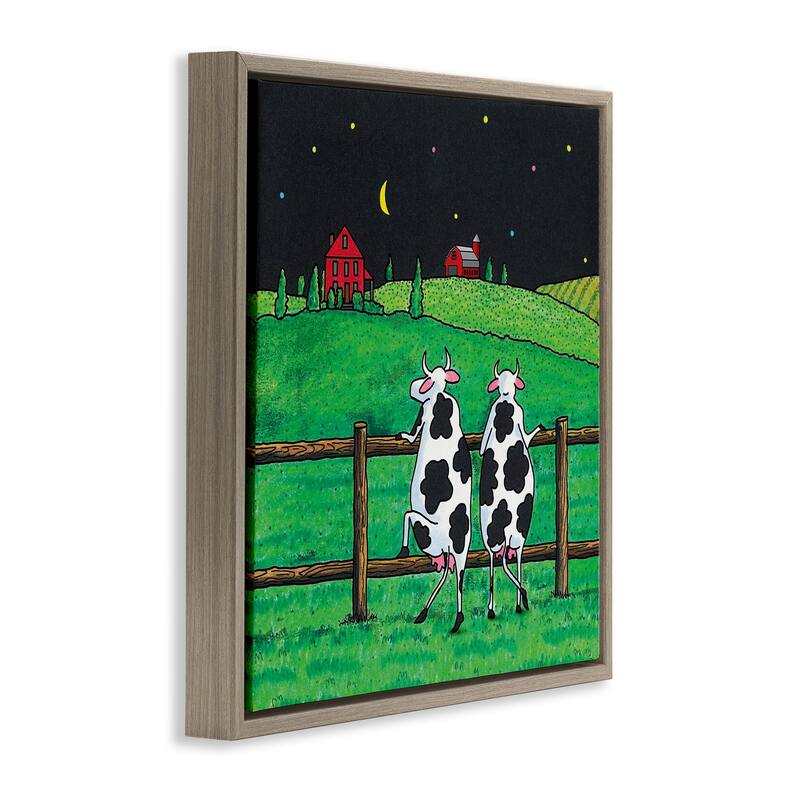 Stupell Girls Night Out Cows Framed Floater Canvas Wall Art Design By Roger Straub