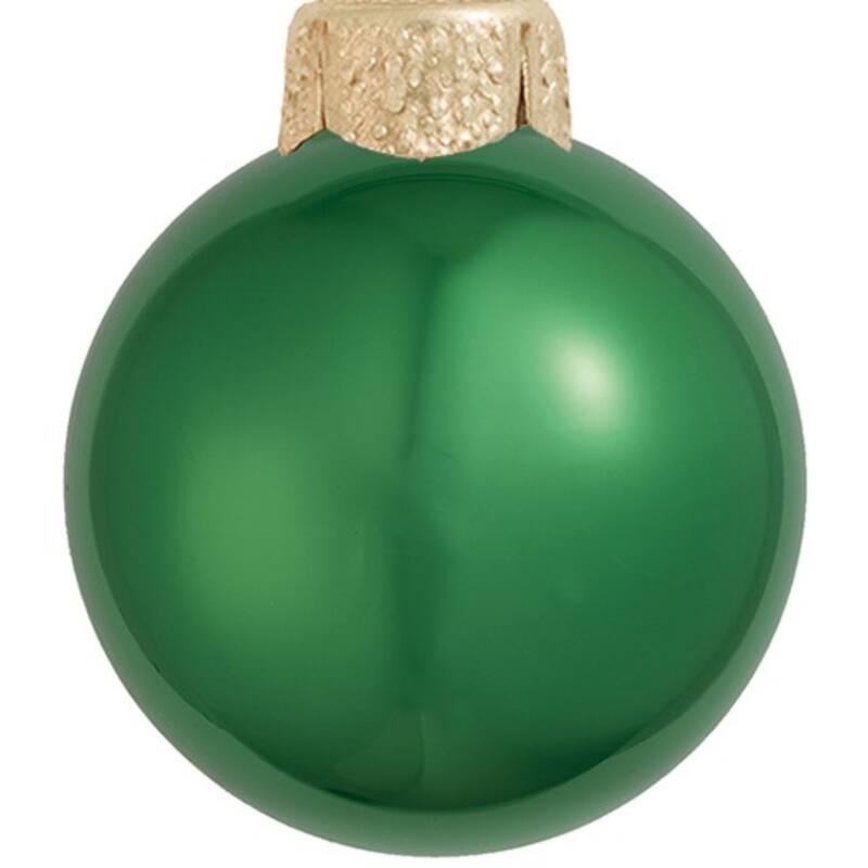Pearl Finish Glass Christmas Ball Ornaments - 2.75" (70mm) - Green - 12ct
