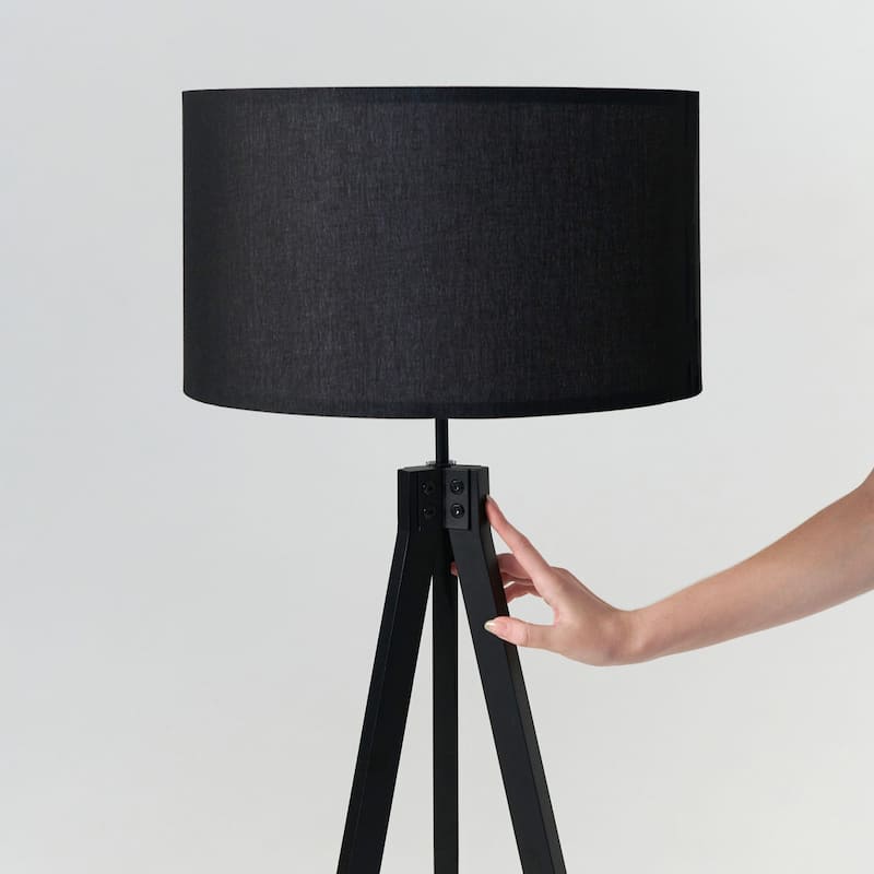 Brightech Eden 58 in. Traditional 3-Way Dimming LED Tripod Floor Lamp with Beige Fabric Drum Shade