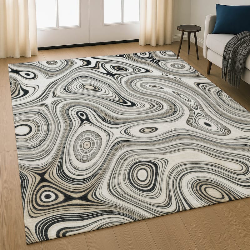 Premium Washable Super Soft Contemporary Alfa Mayfield Rug - Ivory - 2'6" x 3'10"