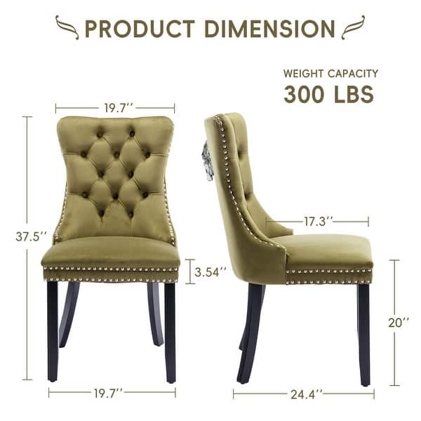 dimension image slide 5 of 10, Solid Wood Velvet Upholstered Dining Chair Set of 6