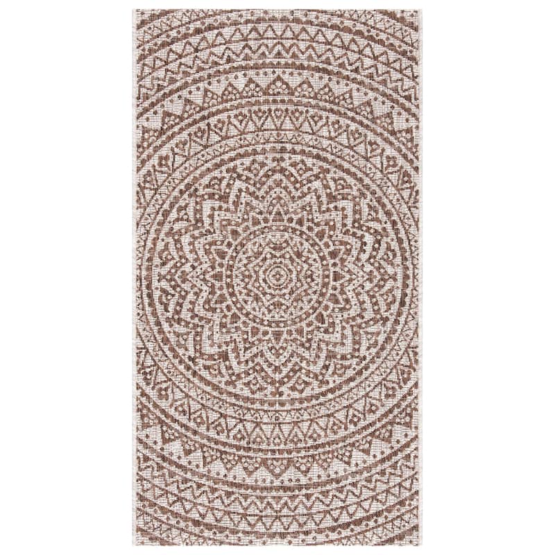 SAFAVIEH Courtyard Fran Mandala Indoor/ Outdoor Waterproof Patio Backyard Rug
