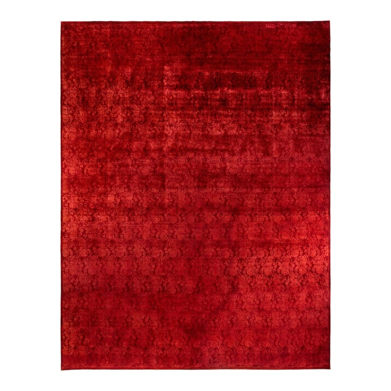 Overdyed, One-of-a-Kind Hand-Knotted Area Rug - Red - 12' 1" x 16' 4"