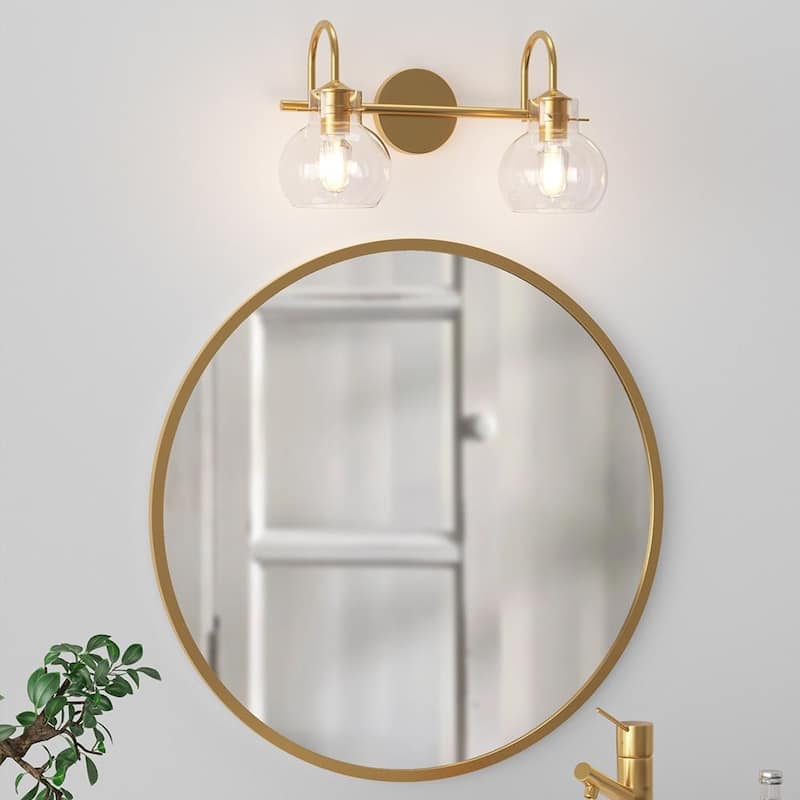 Gold Bathroom Light Fixtures Wall Sconces with Clear Glass Shade Bathroom Vanity Lights Vanity Light Fixture