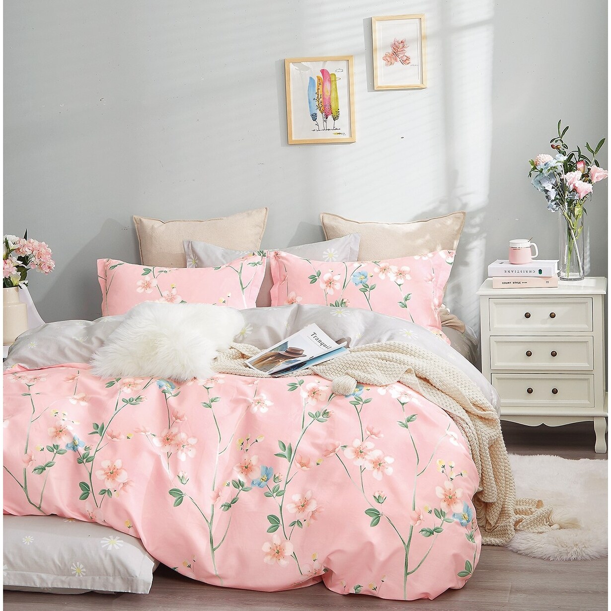 Shop Zuri Pink Floral 100 Cotton Comforter Set Overstock 31705356