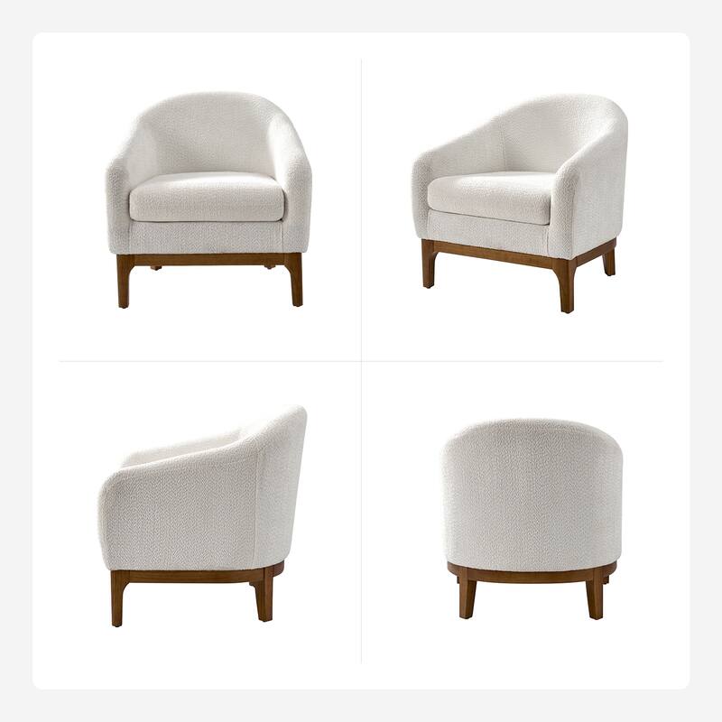 Joseph Modern Boucle Solid Wood Armchair Chair  Set Of 2 By HULALA HOME