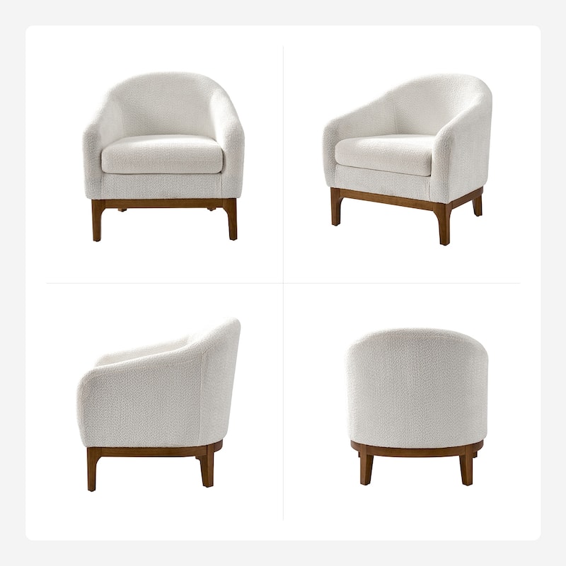 Joseph Modern Boucle Solid Wood Armchair Chair By HULALA HOME