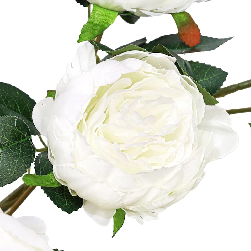 Cream White Artificial Peony Flower Stem Hanging Spray Bush 48in - 48" L x 15" W x 6" DP