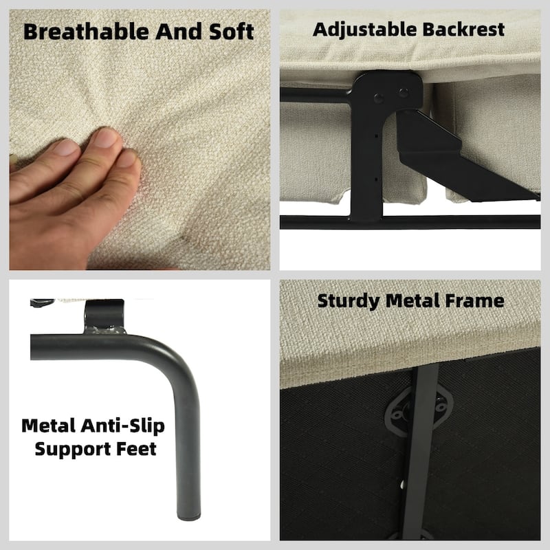 Homy Casa Modern Convertible Sofa Bed, Beige Futon Couch with Metal Frame