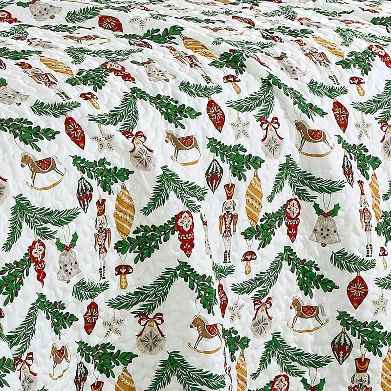 3 Pcs Christmas Evergreen Print Bedspread Set