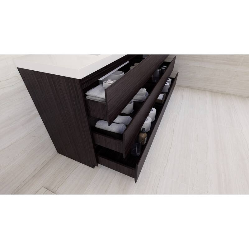 Aron 84'' Freestanding Vanity with Double Reinforced Acrylic Sink