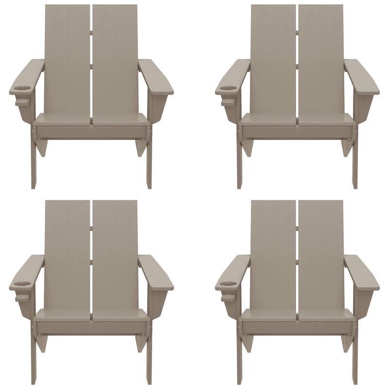 Coastin Modern Poly Adirondack Chair (Set of 4), Black