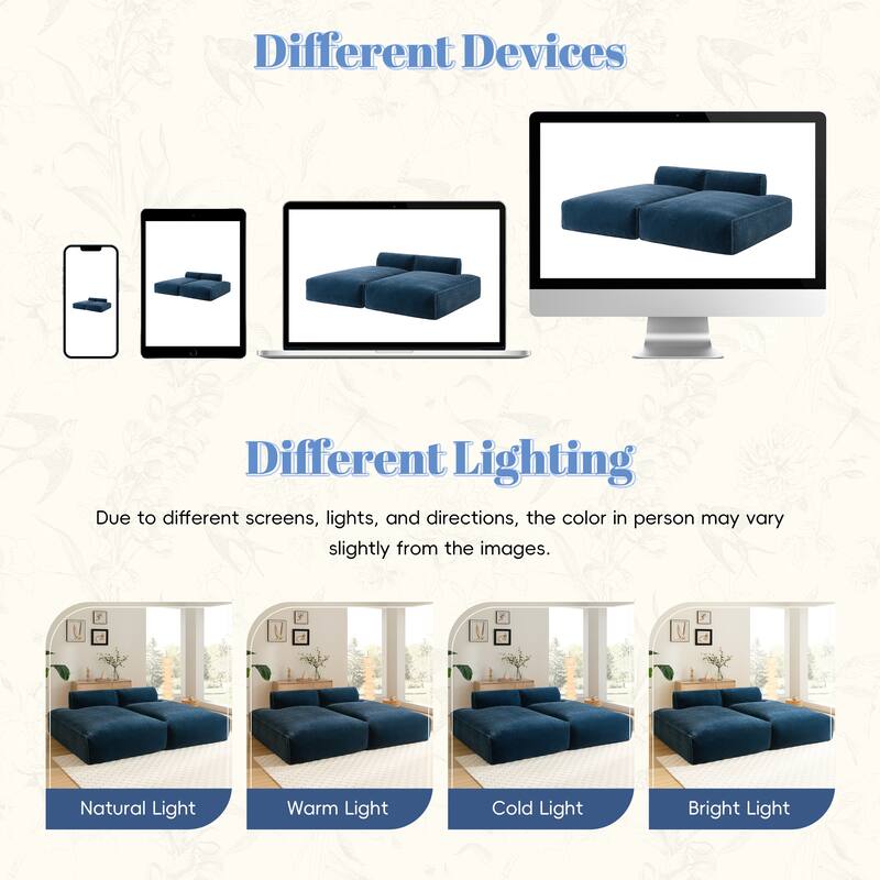 Oversized Modular Sofa,Foam-Filled Sofa Bed,Free Combination