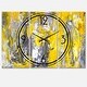 preview thumbnail 2 of 4, Designart 'Grey and Yellow Abstract Pattern' Modern 3 Panels Oversized Wall CLock - 36 in. wide x 28 in. high - 3 panels