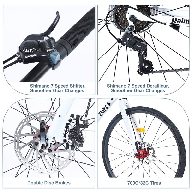 7 Speed Hybrid Bike Disc Brake 700c Road Bike For Men Women'S City Bicycle