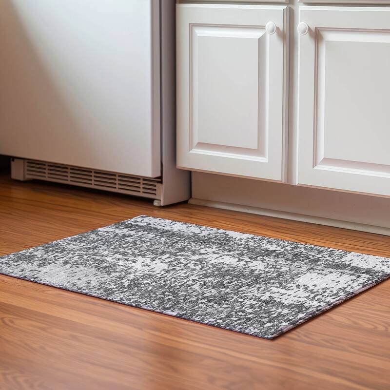 Premium Washable Super Soft Abstract Causal Mayfield Rug - Charcoal - 1'8" x 2'6"