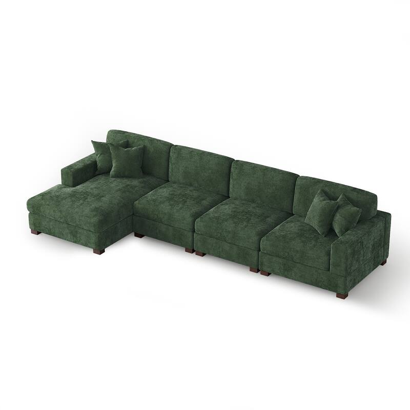 Oversized Modern Chenille L-shape Modular Sectional Sofa with Chaise
