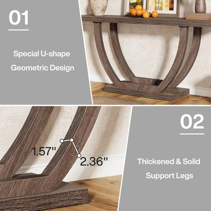 63" Farmhouse Console Table, Chocolate Brown