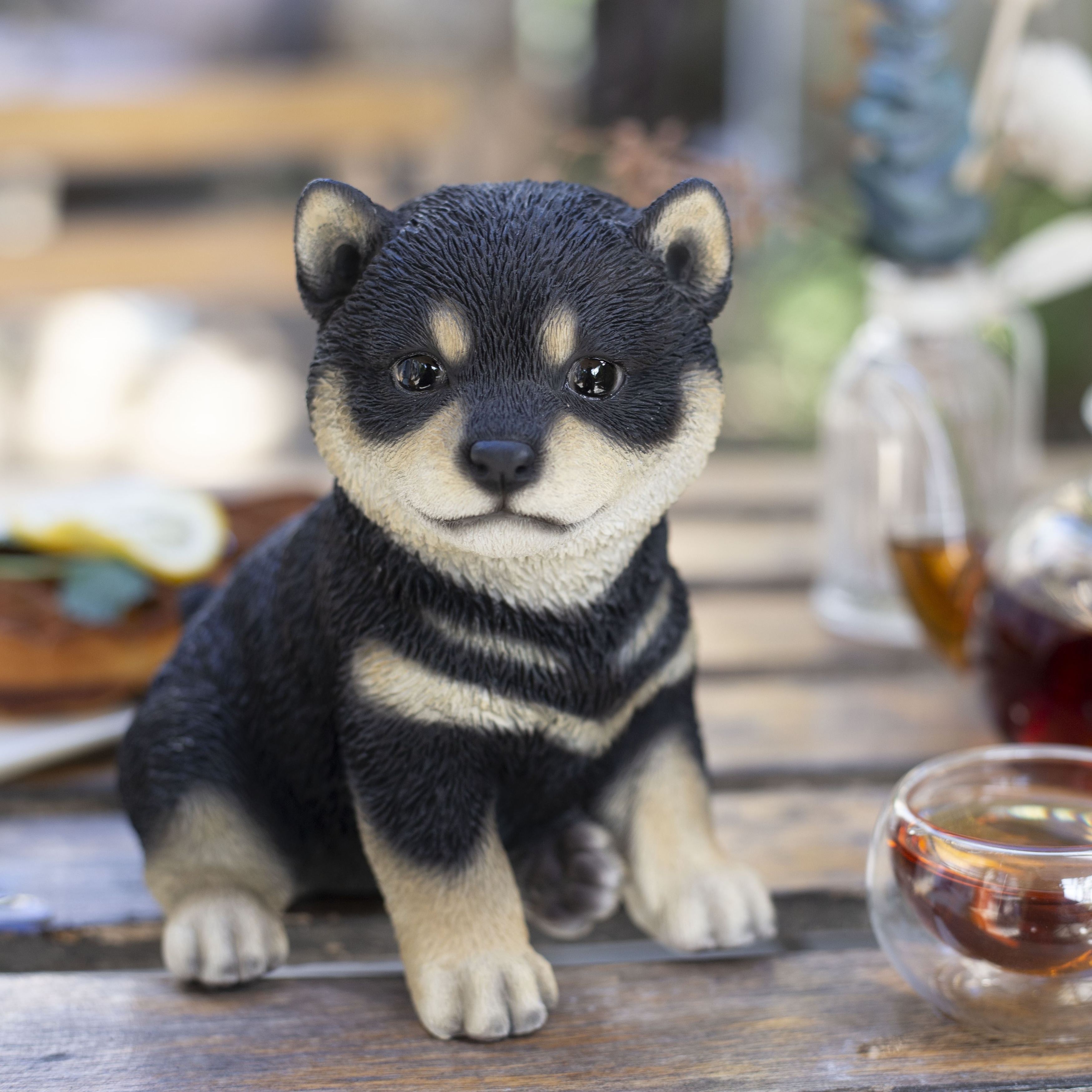 SoReal White Shiba Decorative Puppy Figurine for Home & Garden Décor, Handpainted Polyresin Dog Statue