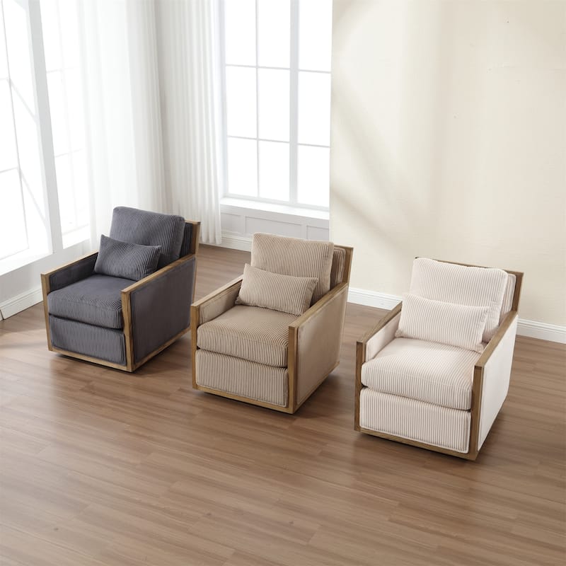 Corduroy Swivel Barrel Chair