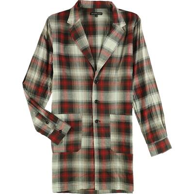 Jaywalker Mens Extended Button Up Shirt, Red, Medium