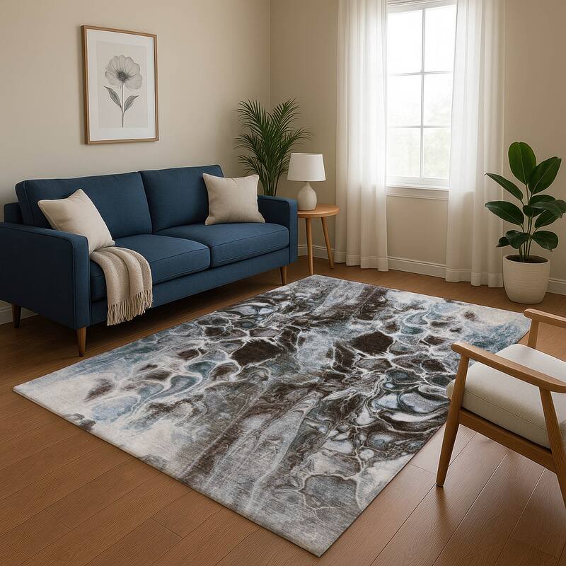 Premium Washable Super Soft Modern Abstract Mayfield Rug - Chocolate - 8' x 10'