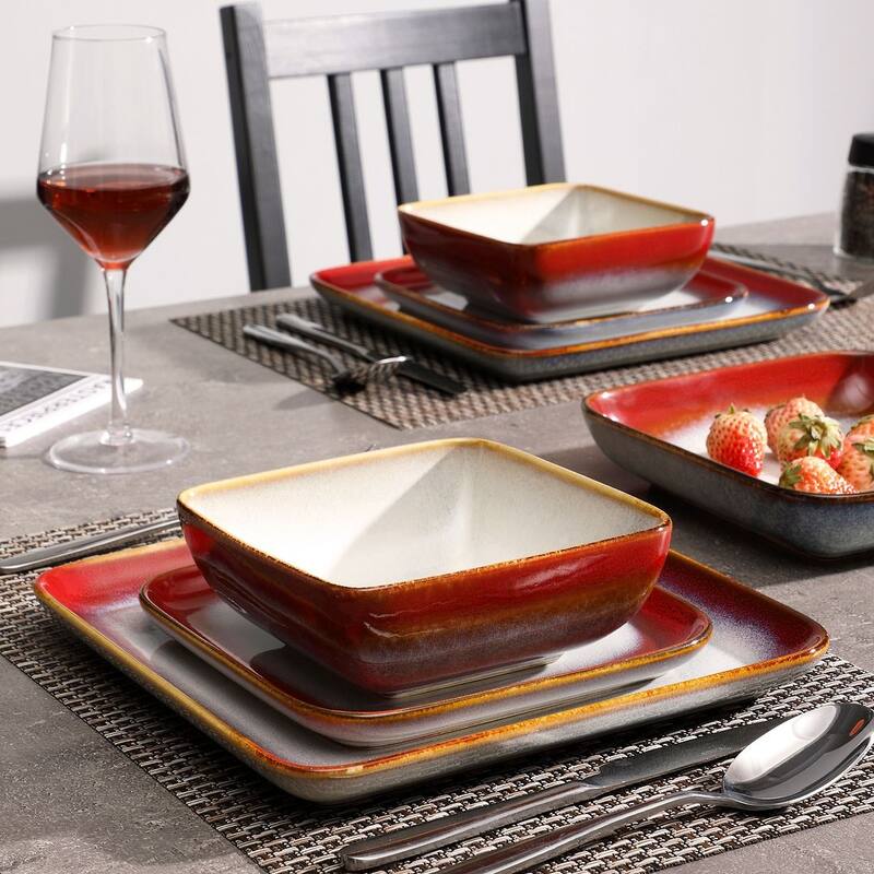 vancasso Stern Reactive Glaze Stoneware Dinnerware Set, Service for 4