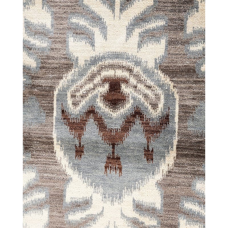 Ikat One-of-a-Kind Hand-Knotted Area Rug, Gray - 9' 1" x 12' 5"