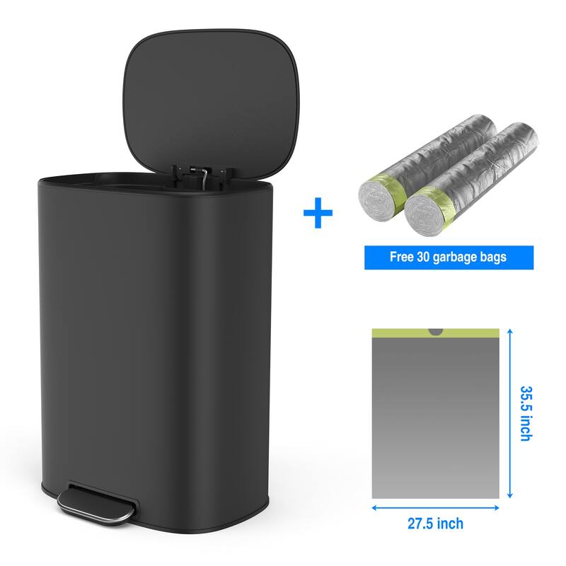 13 Gallon 50L Kitchen Foot Pedal Operated Soft Close Trash Can Bed