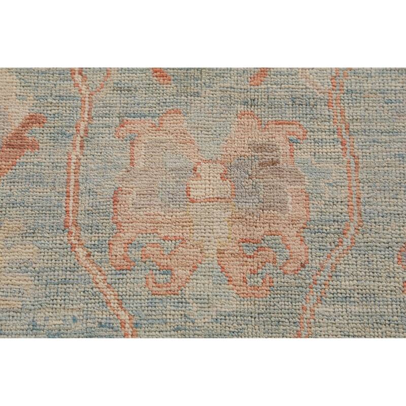 Hand Knotted Oriental 100% Wool Carpet Transitional All-Over Navy Blue & Blues Oushak Area Rug - 12' 2'' X 9' 4''