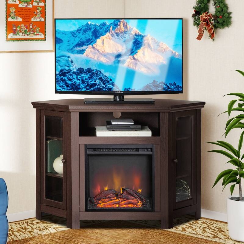 58-60" Fireplace TV Stand for 55-65" TVs w/ 18-23" Insert Farmhouse/Modern/Rustic Barn/Glass Doors Espresso/Grey/Brown/White Oak