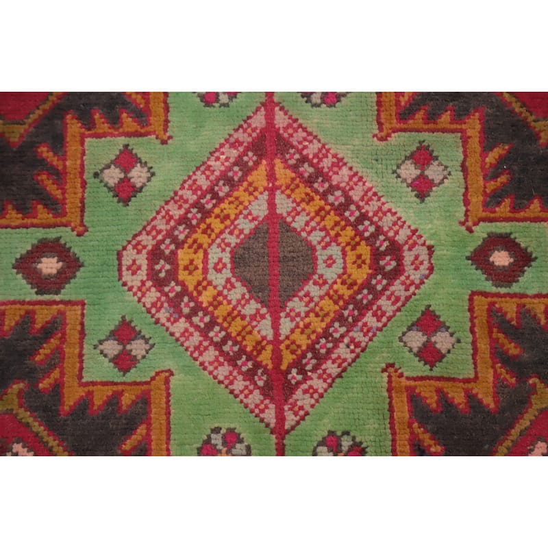 Hand Knotted Oriental 100% Wool Carpet Traditional Geometric Red Ardebil Runner Rug - 9' 4'' X 4' 5''