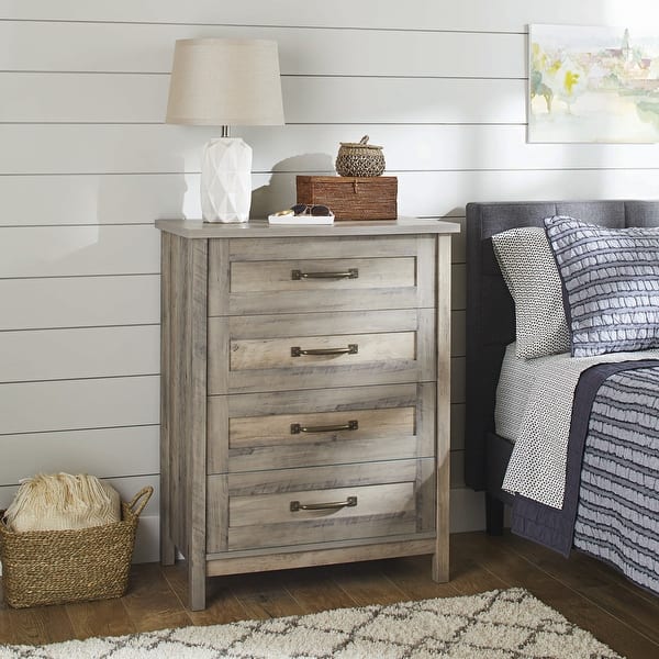 Modern Farmhouse 4-Drawer Chest, Rustic Gray Finish - Bed Bath & Beyond - 36326401 Modern Farmhouse 4-Drawer Chest, Rustic Gray Finish - Bed Bath & Beyond - 36326401