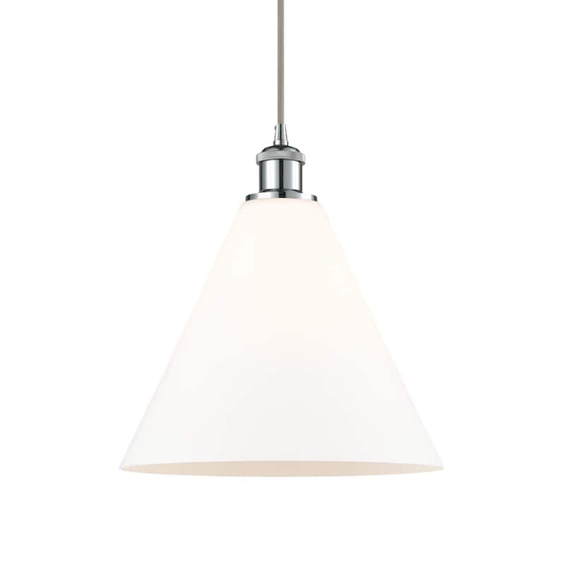 Innovations Lighting 516-1P-15-12 Berkshire Pendant Berkshire 12" Wide - Matte White / Polished Chrome