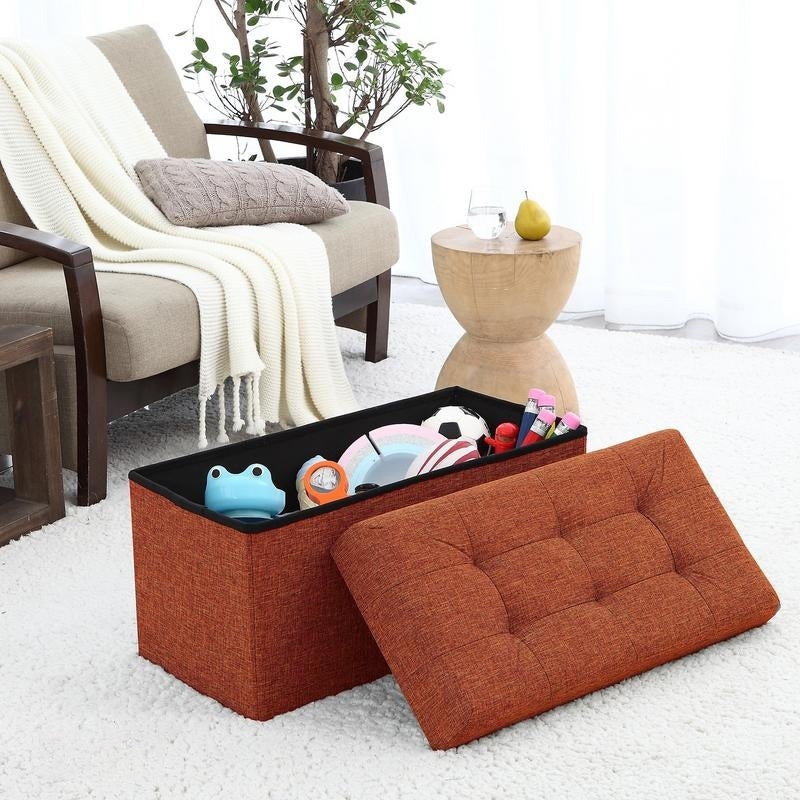 Folding storage ottoman hotsell bench