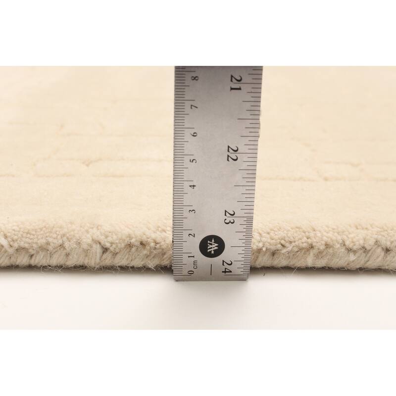 ECARPETGALLERY Hand Tufted Timeless Cream Wool Rug - 5'0 x 7'11