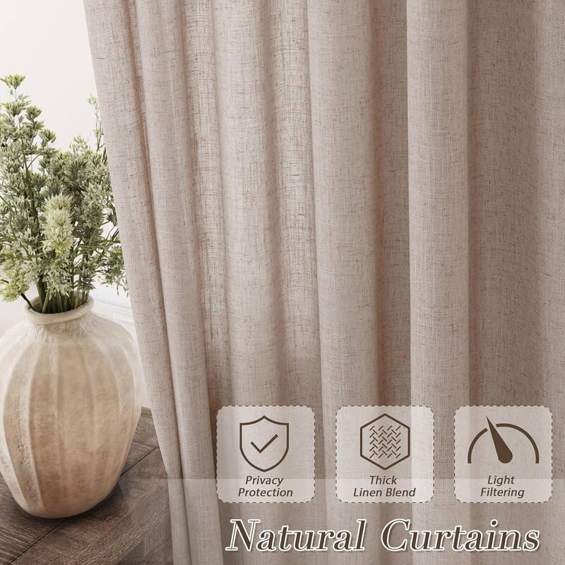 2 Panel Cream Privacy Semi Sheer Window Curtain
