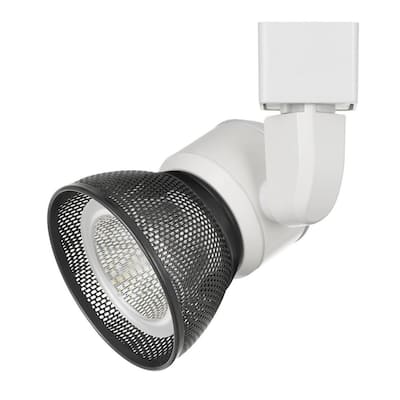10W Integrated LED Metal Track Fixture with Mesh Head, White and Black