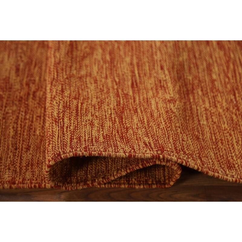 Orange Kilim Oriental Accent Rug Flatweave Wool Carpet - 3'4"x 4'10"