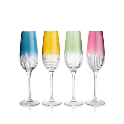 Waterford Mixology Colour Flute 11floz, Mixed Pattern, Set of 4