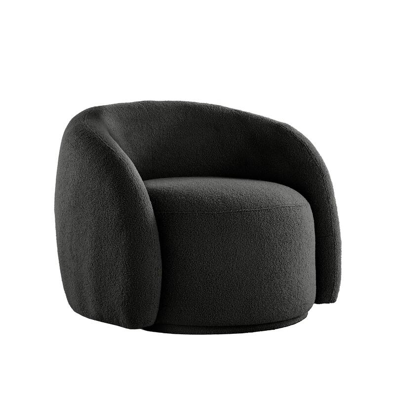 Willits Boucle Accent Chair with Cloud-Like Curved Design and Furry Channel Pillow by iNSPIRE Q Modern